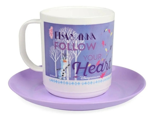 Taza Frozen Con Plato Plastica Original Fa018 Cresko