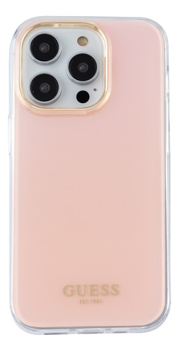 Protector Guess Iridescent Para iPhone 14pro Max - Gold Rosa