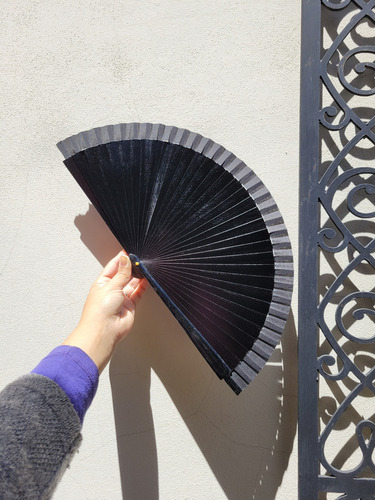 Abanico De Madera De Abedul Lisos En Colores 23cm Color Negro Liso