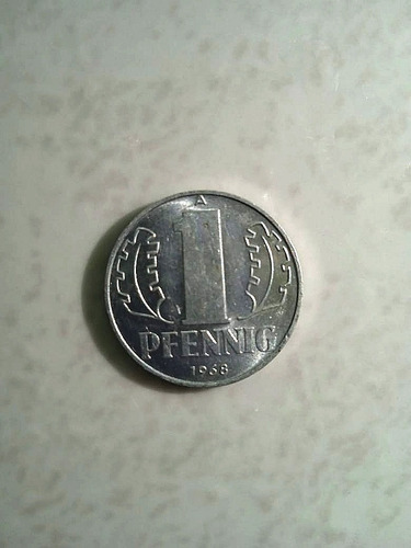 Moneda Alemania Un Pfennig 1968