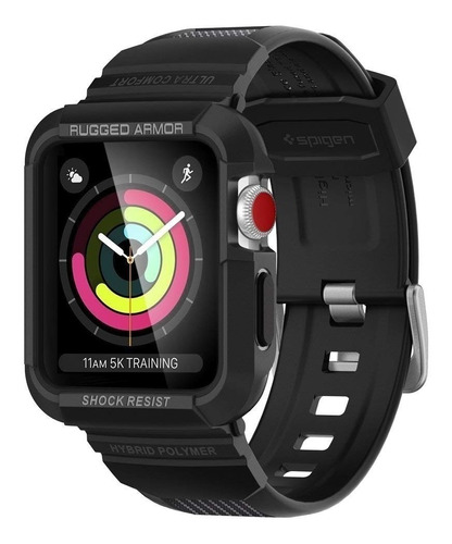 Case Y Correa Spigen Compatible Con Apple Watch 42mm Negro