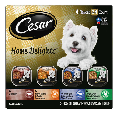 Cesar - Paquete De 24 Latas De Alimento Humedo Para Perro, D