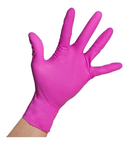 Guantes Nitrilo X 100 Un Descartables Rosa Medium