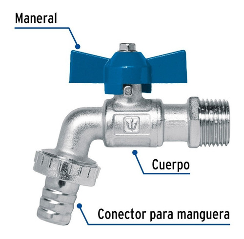 Llave De Esfera C/maneral Corto Cuerpo De Laton 1/2' Foset