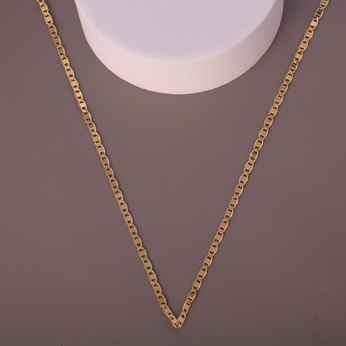 Collar Fina Chapado En 14k Cadena De Dos Estilos Planos