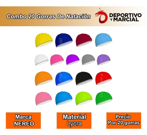 Imagen 2 de 5 de 20 Gorras De Natacion Lycra Varios Colores Nereo Pileta