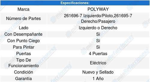 Espejo Ford Fiesta (11-16) Polyway