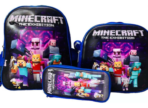 Kit Morral Maleta Escolar Minecraft Mediano + Lonchera + Car