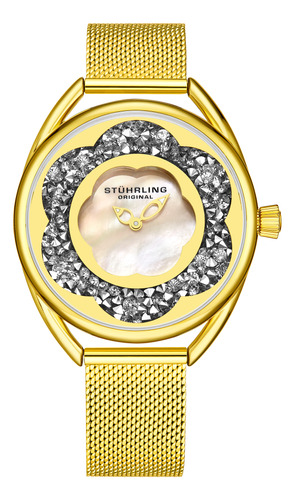 Reloj Stuhrling Original Lily Quartz 38 Mm Dorado Para Mujer