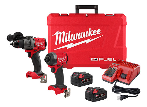 Combo Milwaukee Rotomartillo Atornillador Fuel 3697-22 Color Rojo