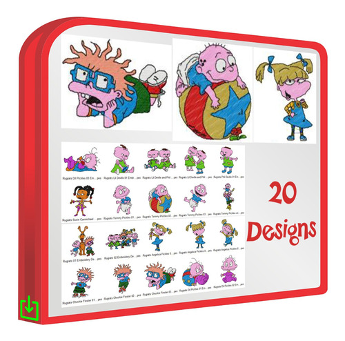 Rugrats Set De 20 Diseños Bordadoras Infantiles Bordar Ropa