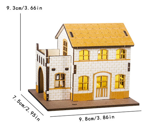 3 Casa En Miniatura Iluminada, 9,8 Cm X 7,5 Cm X 9,3 Cm