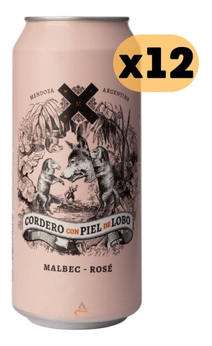 Vino Cordero Con Piel De Lobo Malbec Rose Lata 12x473 Ml