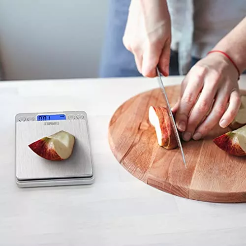 CHWARES - Báscula digital de cocina, carga USB, 3 kg/0.1 g, eléctrica, para  alimentos pequeños, impermeable, pantalla LCD, acero inoxidable, para