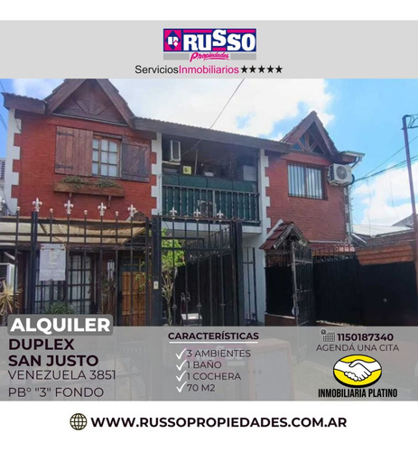 Alquiler Duplex 3 Ambientes San Justo