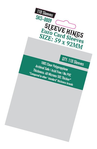 Protectores De Cartas Sleeve Kings 59x92mm - 110 Micas