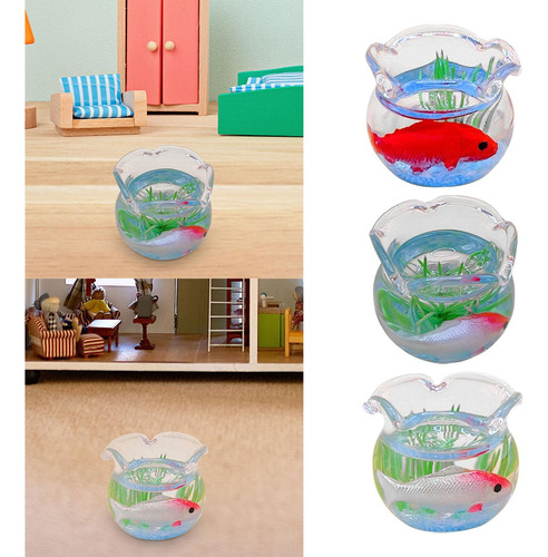1/12 Casa De Muñecas En Acuario Modelo De Juguete Mini Rojo