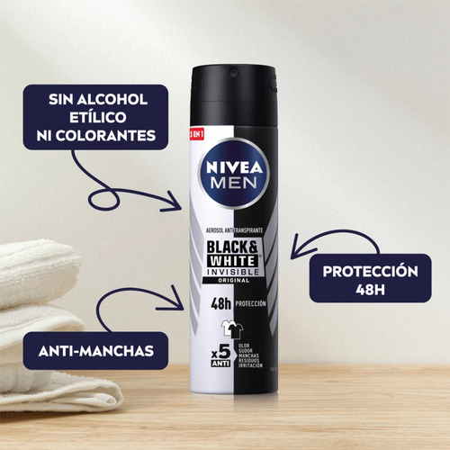 Nivea Desodorante Black & White Invisible Original X3 Unid