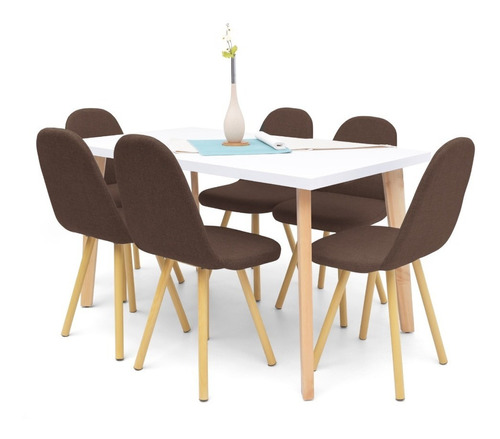 Set Comedor Lugo Matiz 6 Puestos En Tela