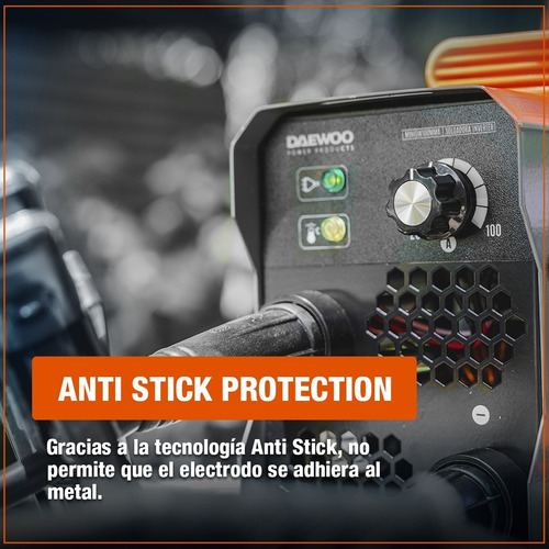Imagen 5 de 10 de Soldadora Inverter 100 Amp Daewoo Anti Stick + Mascara + Acc
