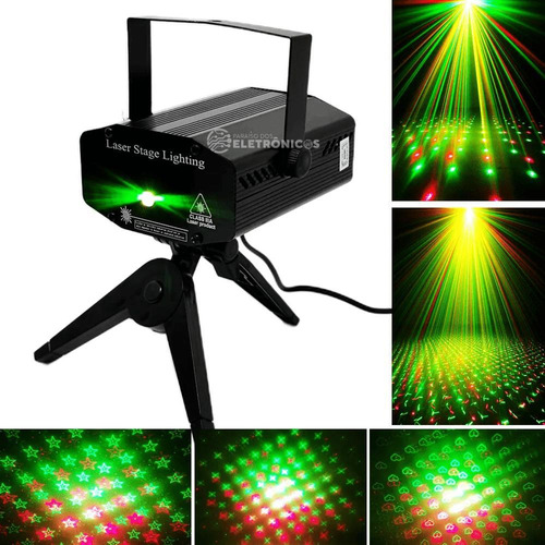 Laser Projetor Holográfico Preto Led Pisca Estrelinhas