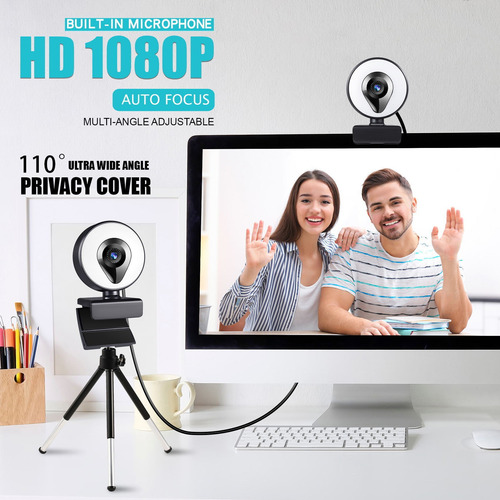 Imagen 10 de 10 de Cámara Web De 1080p Con Usb Y Luz De Relleno Para Pc
