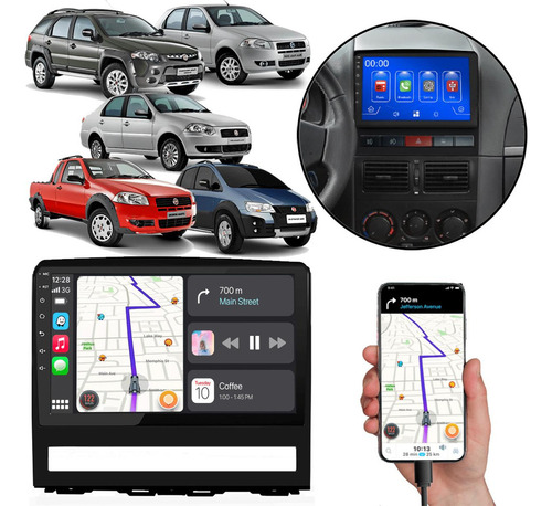 Kit Multimidia Carplay Palio Strada Siena Idea 2004-2014 Bt