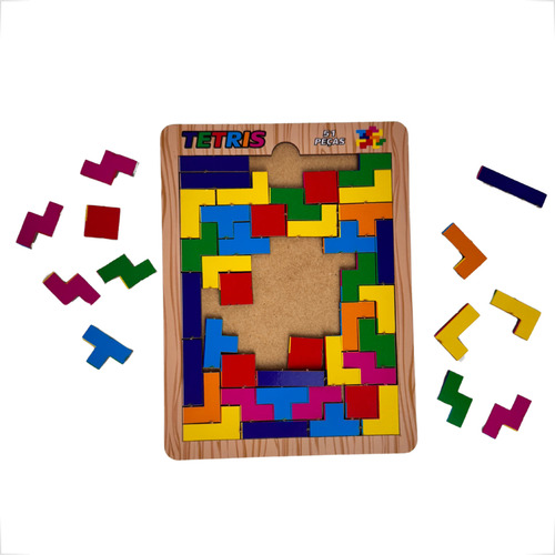 Tetris Brinquedo Educativo Jogo De Combinação E Desafio Mdf