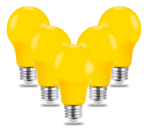 Pack X5 Lampara Luz Led Anti Insecto Foco E27 8w Amarilla Luz Amarillo