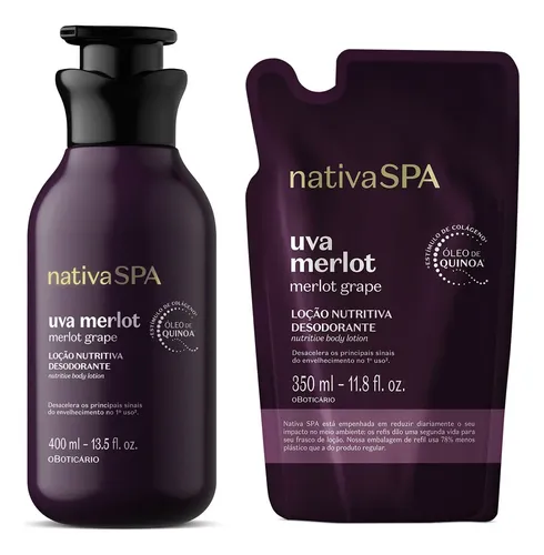 Combo Nativa Spa Uva Merlot: Loção Corporal 400ml + Refil 35
