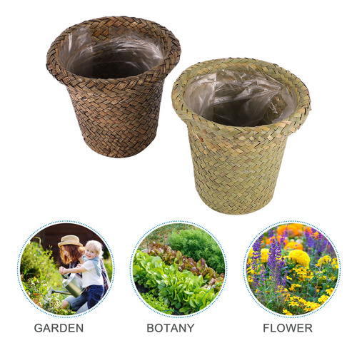 Cesta De Flores Tejida De Mimbre, 2 Cestas Decorativas Para