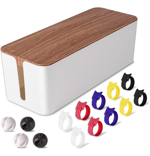 Caja Organizacion De Cables Tuwechen Blanca Con Accesorios