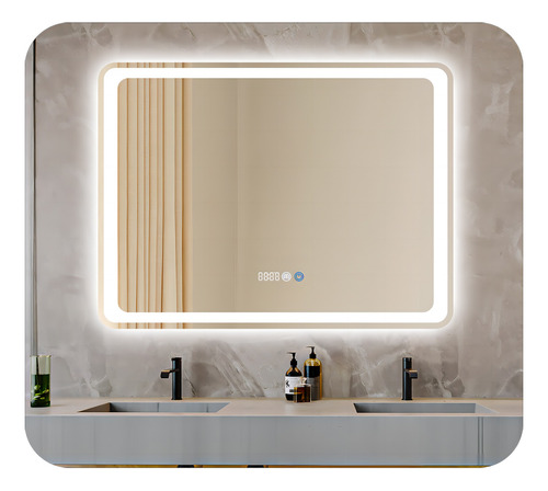 Espejo Pared Rectangular Led Con Touch Antiniebla 80x60cm