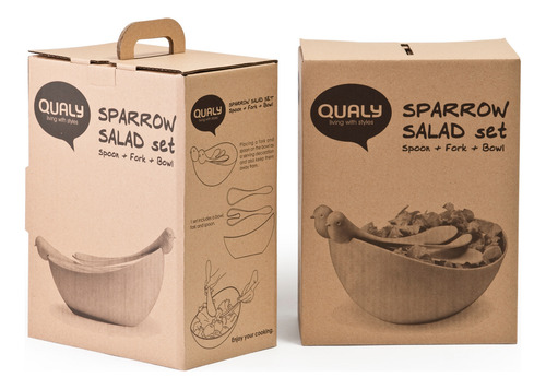 Ensaladera Bowl De Diseño Cucharas De Gorrión Qualy Verde Lima