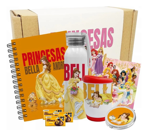 Caja De Regalo Princesa Bella/mug Silicona/cuaderno/espejo