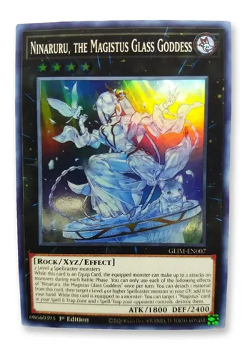 Yu-Gi-Oh! Karte Ninaruru, Magistus-Glasgöttin – Super Rare, 1. Auflage Deutsch, Mit LMS Fieldcenter