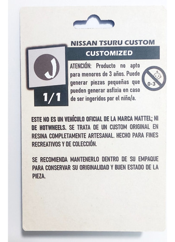 Custom Tipo Hotwheels Tsuru Tuneado Blanco Nuevo De Resina Blanco