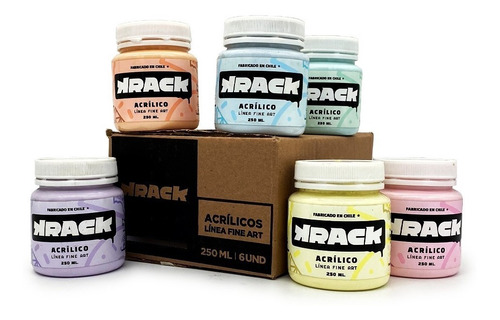 Pack Acrílicos Krack Colores Pasteles 250ml 6 Uni