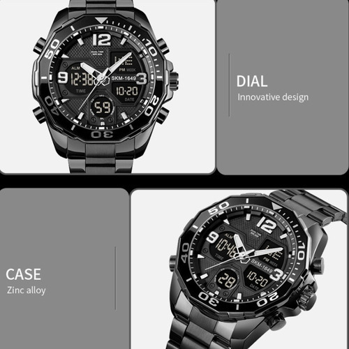 Reloj Analógico Con Calendario Electrónico De Lujo Skmei Man Color De La Correa Plateado