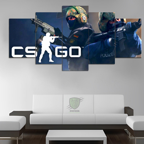 Quadro Decorativo 115x60 Ct Counter Strike 5pçs Csgo