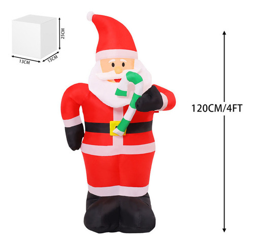 Ppp Papá Noel Inflable De Navidad De 4 Pies Con Bastón