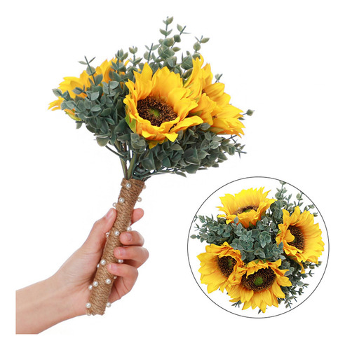 Noiva Bouquet Decoração Primavera Girassóis Artificiais