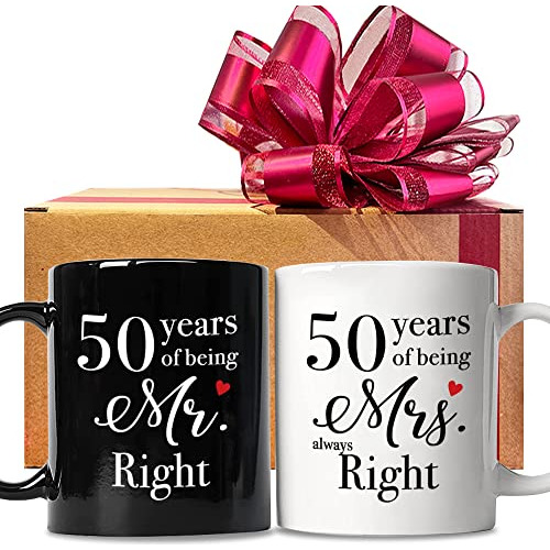 Set De Tazas 50 Aniversario, Regalo Ideal Bodas, Cumpleaos,