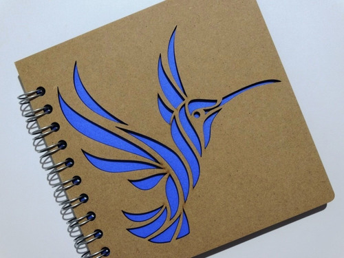 Libreta Madera Corte Láser Colibrie
