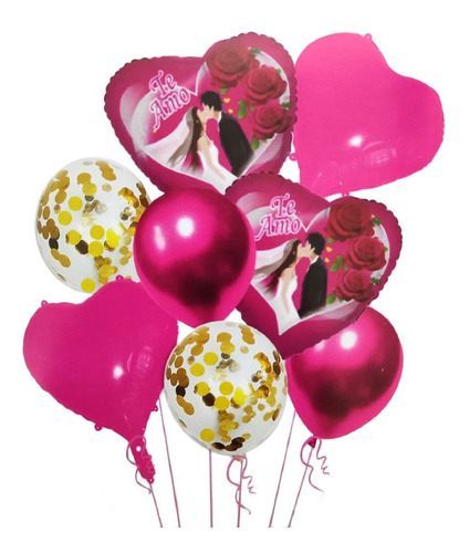 8 Globos Corazon 18'' San Valentín 14 Febrero Amor 1863a