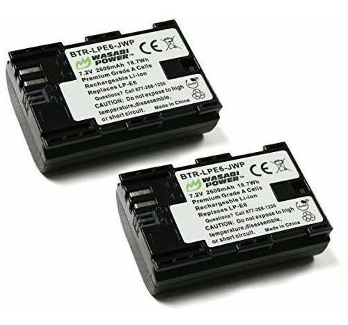 Wasabi Power Canon Lpe6 Lpe6n Replacement 2 Batteries