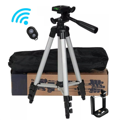 Imagen 1 de 9 de Trípode Cámara 3110 Con Estuche + Clip Celular + Bluetooth
