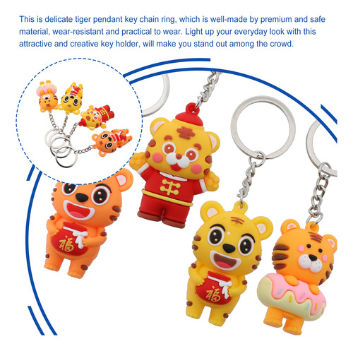 Llavero Gold Charm Tiger, Bolsa De La Suerte, 4 Unidades