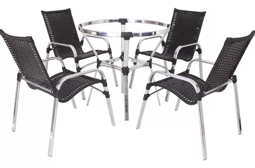Jogo cadeira em aluminio trama moveis
