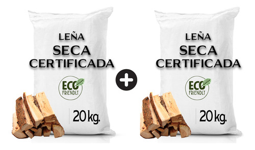 2 Sacos De Leña Eucaliptus Seca Certificada 40 Kg. Aprox.